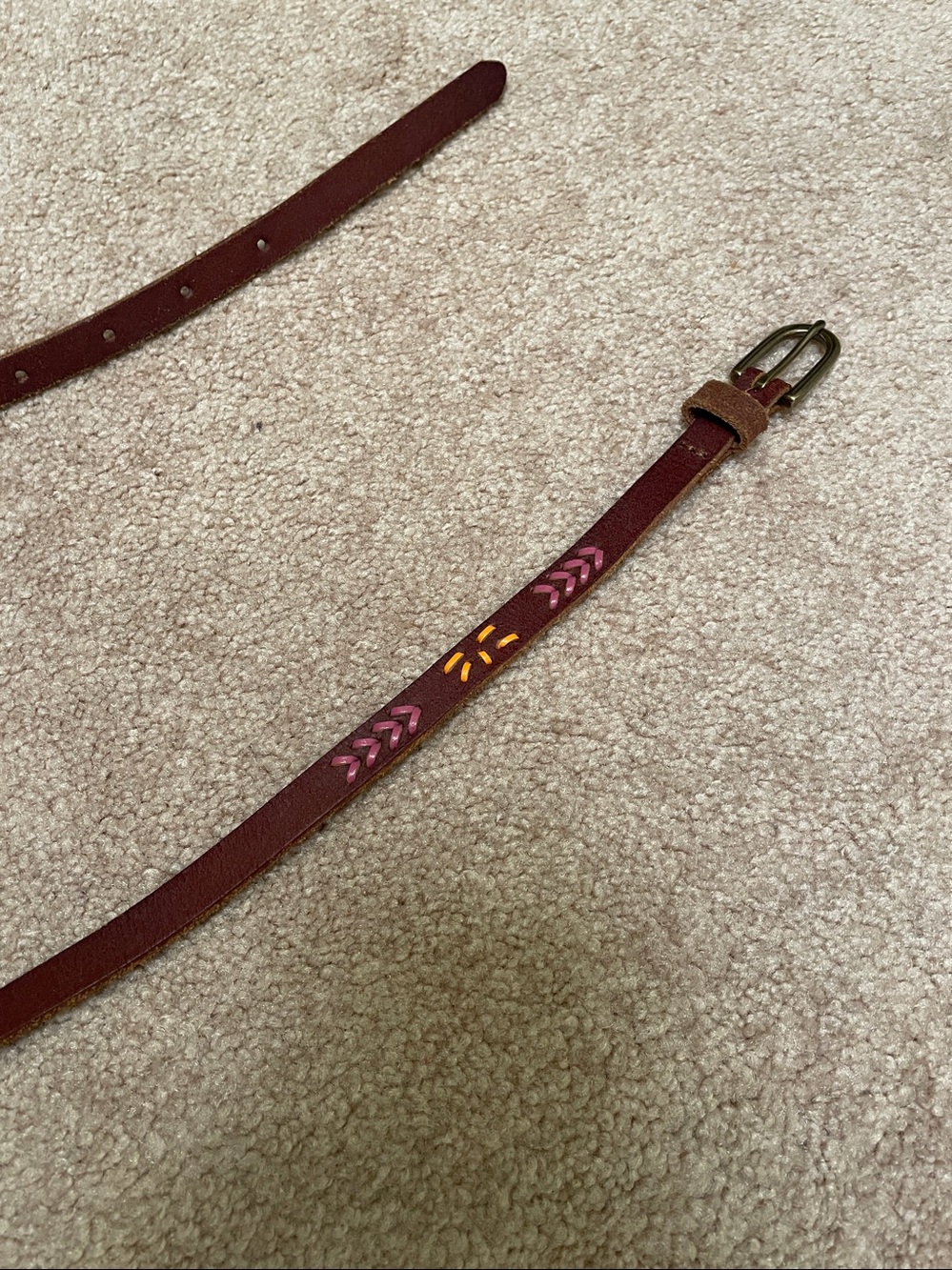 J.Crew M embroidered brown belt and J. Jill black XS/S belt with metallic studs - Picture 3 of 11